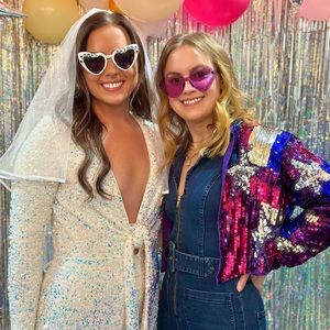 Nasty Gal Sequined Colorful Open Cardigan Jacket with Stars